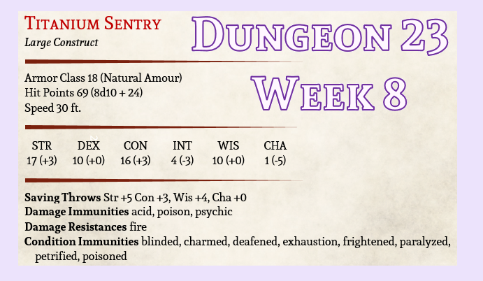 Dungeon 23 – Week 8